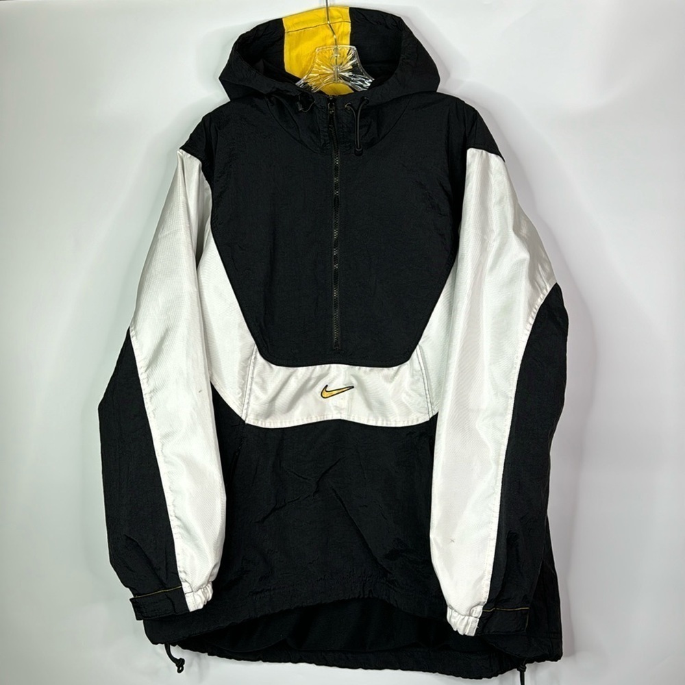 Vintage Nike Center Swoosh Half Zip Black Jacket Size XL